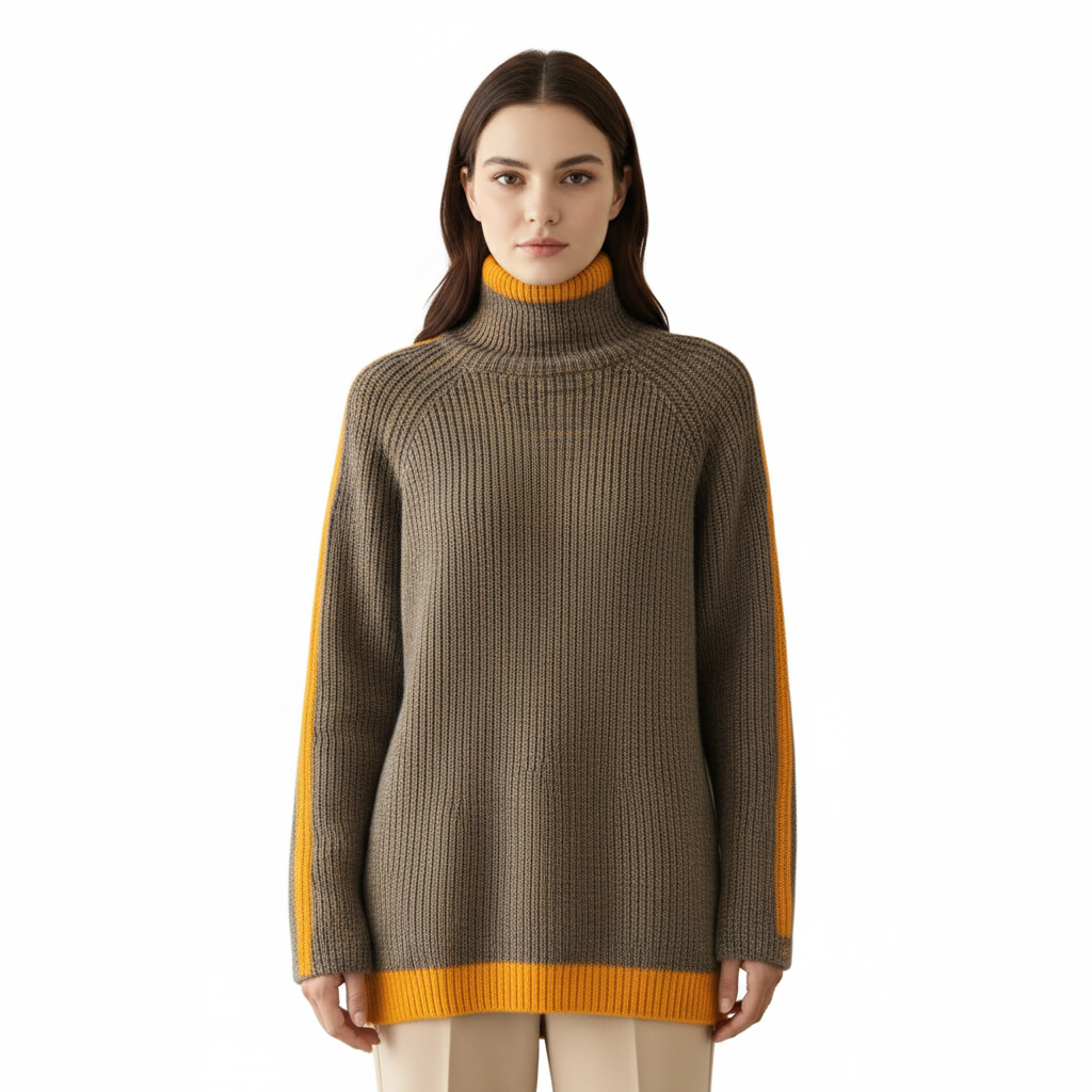 Women's Sweater with Turtleneck and Long Sleeves