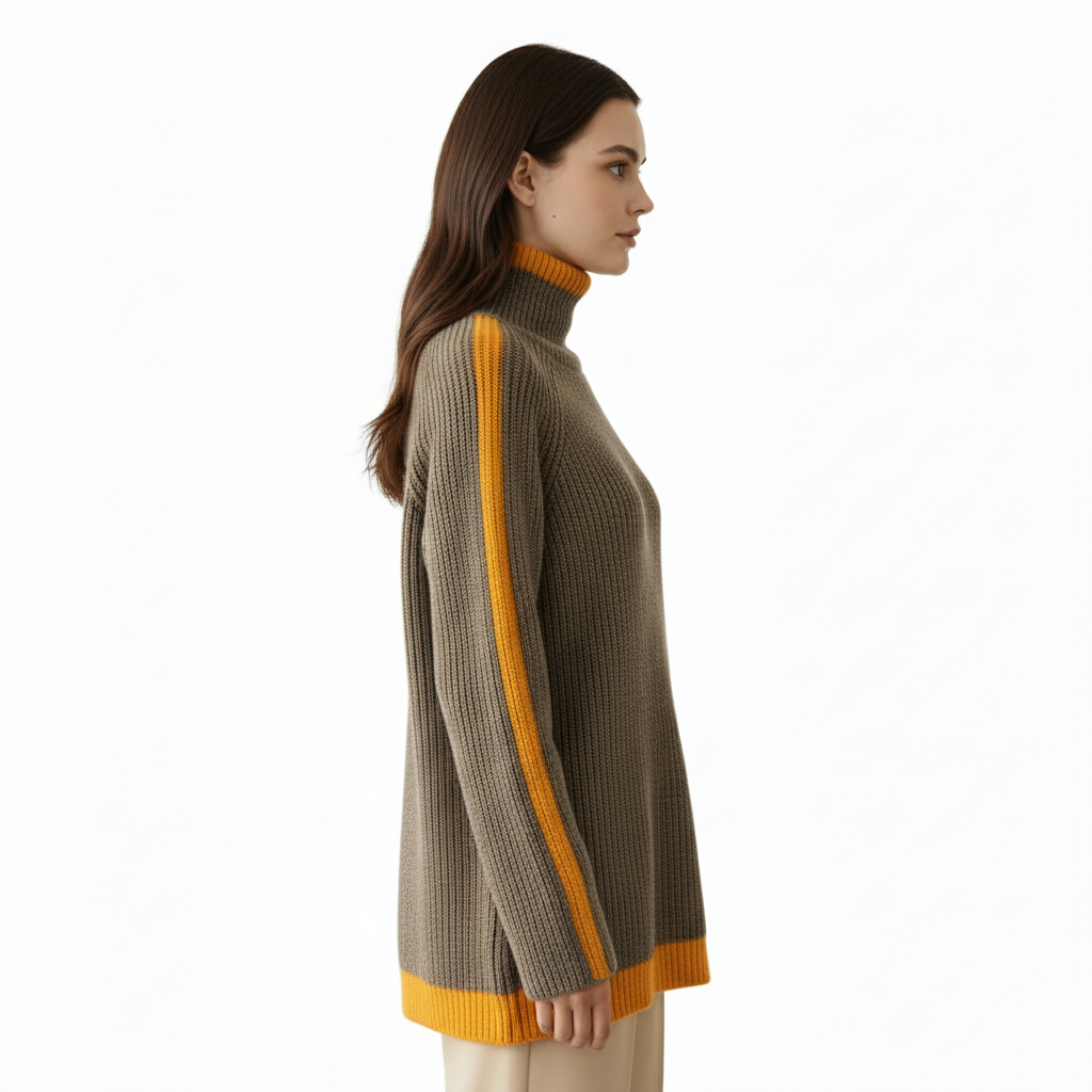 Women's Sweater with Turtleneck and Long Sleeves