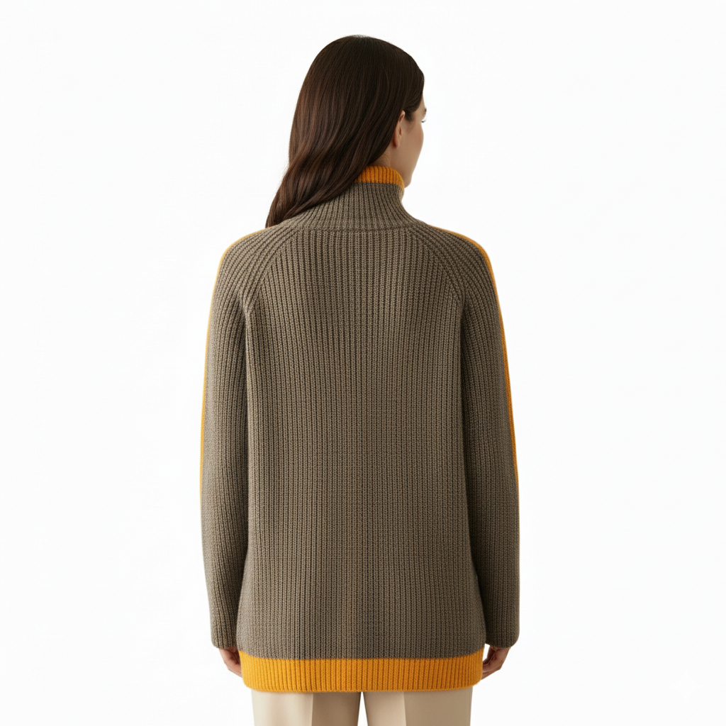 Women's Sweater with Turtleneck and Long Sleeves