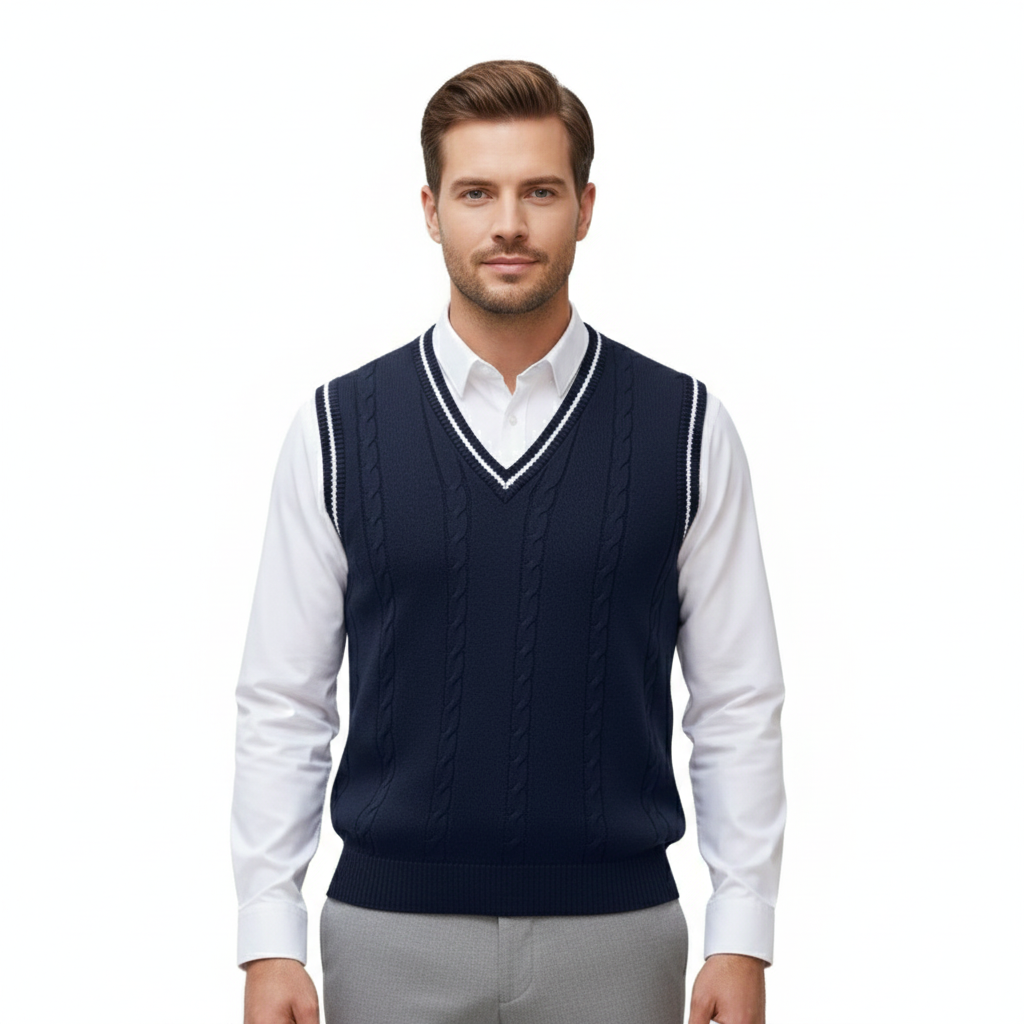 Men's Sleeveless Vest with V-Neckline in Modern Style