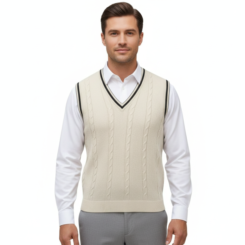 Men's Sleeveless Vest with V-Neckline in Modern Style