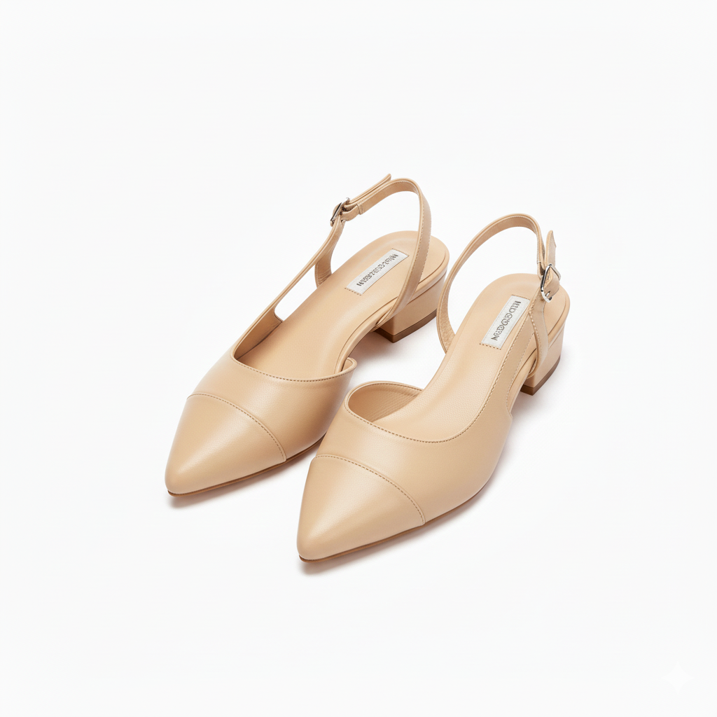 Women's Ballet Flats with Pointed Toe and Square Heel