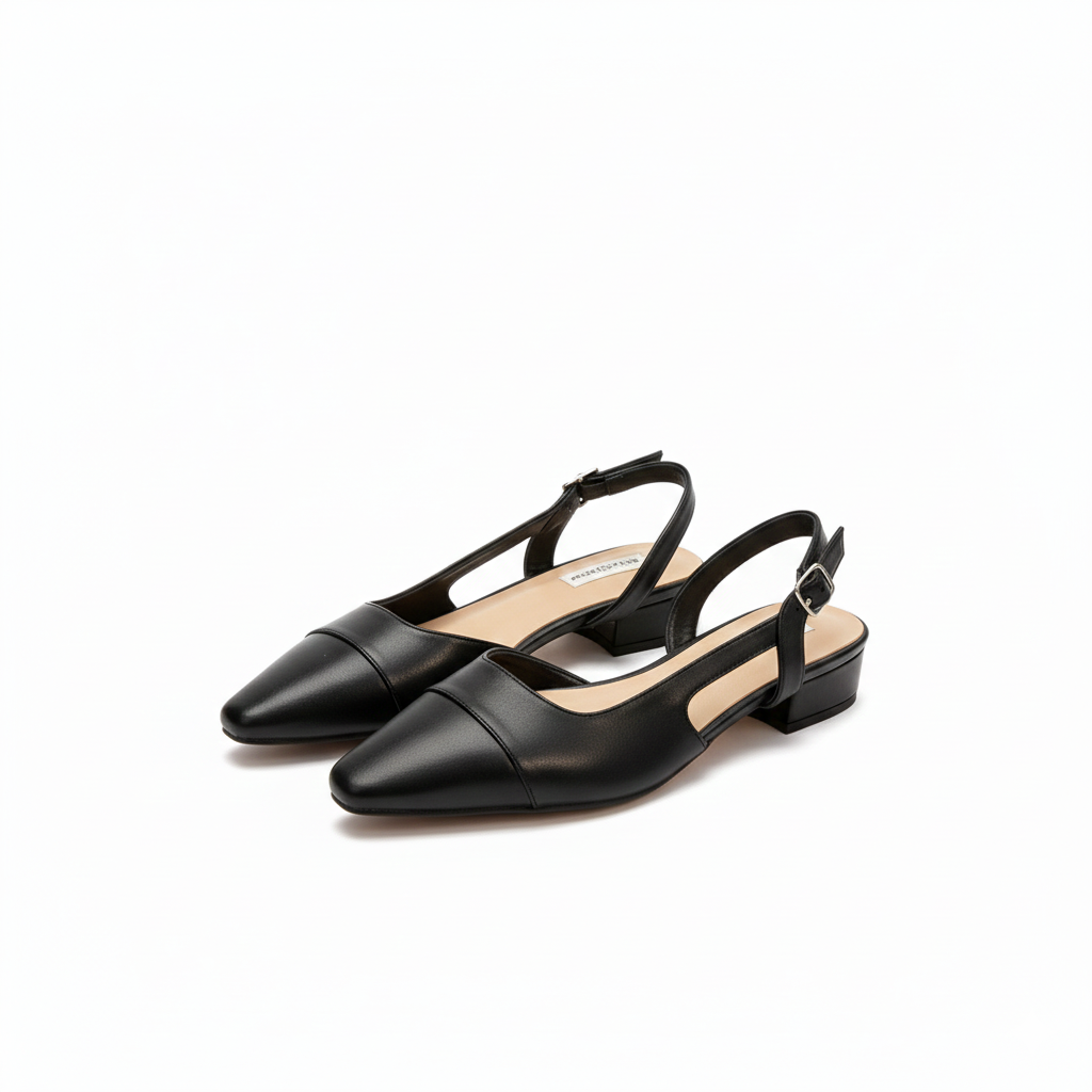 Women's Ballet Flats with Pointed Toe and Square Heel
