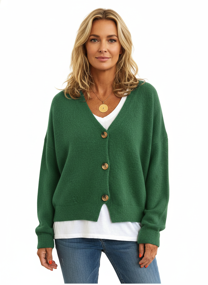 Women's Cardigan with Soft Knit and V-Neckline