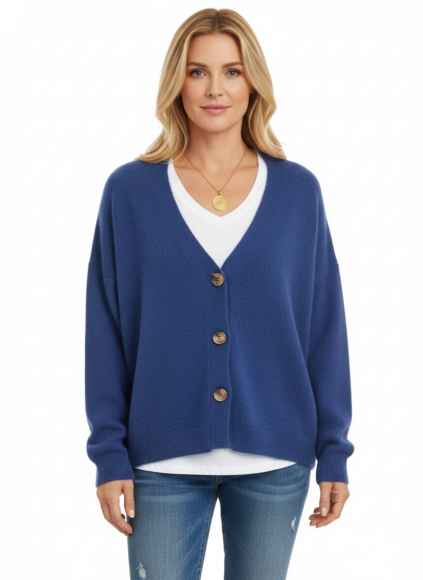Women's Cardigan with Soft Knit and V-Neckline