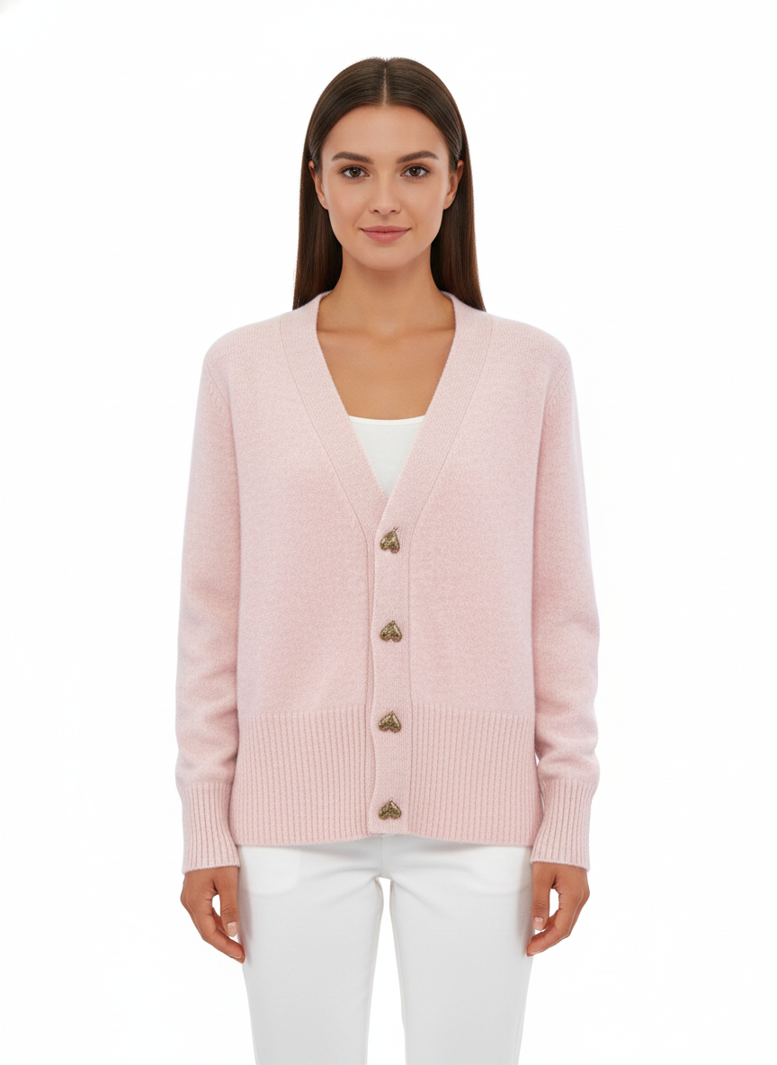 Women's Cardigan with Heart-Shaped Buttons