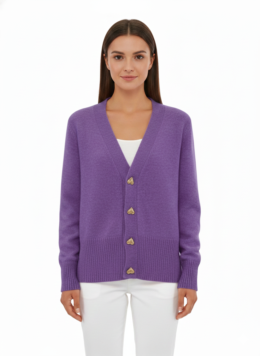 Women's Cardigan with Heart-Shaped Buttons