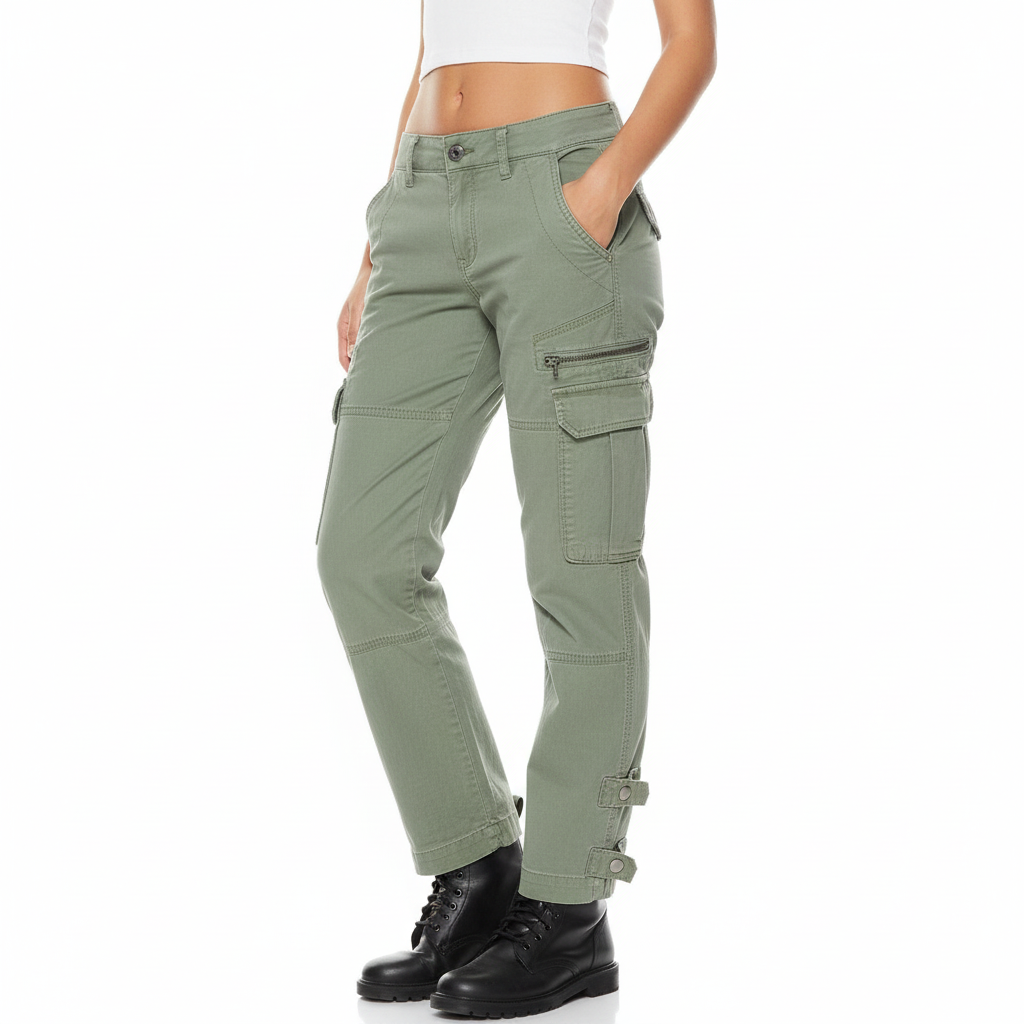Women's Cargo Pants with Cotton Fabric and Casual Style