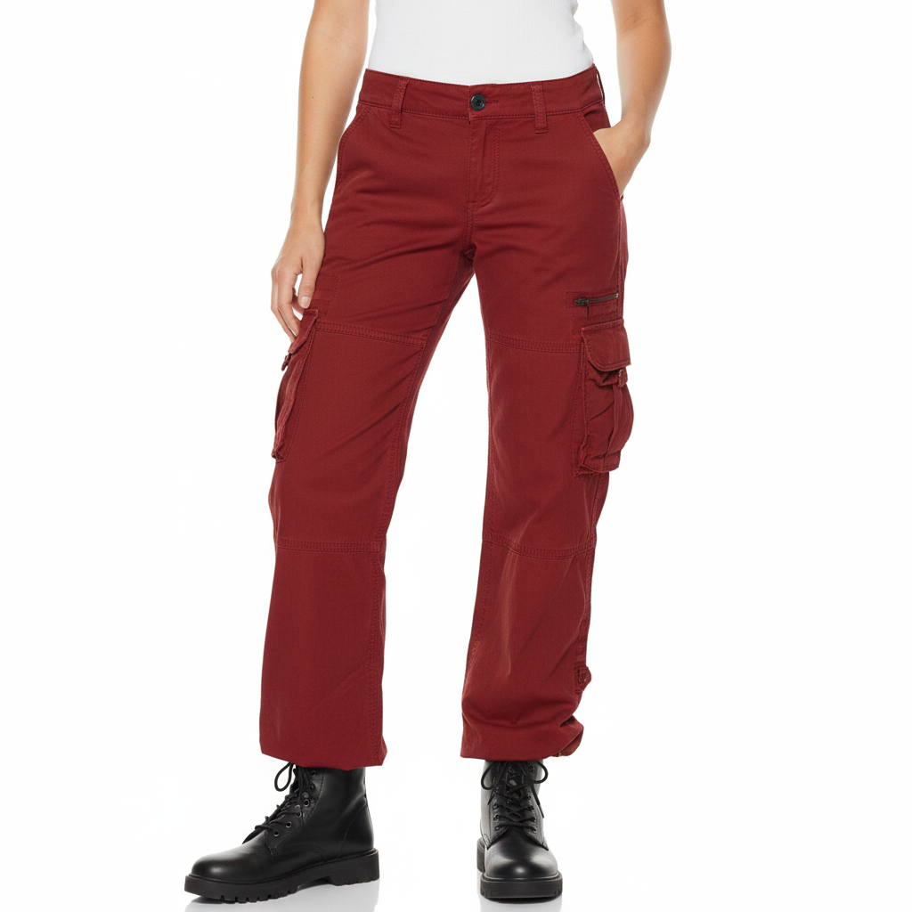 Women's Cargo Pants with Cotton Fabric and Casual Style