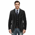 Men's Velvet Blazer with Striped Design and Waistcoat