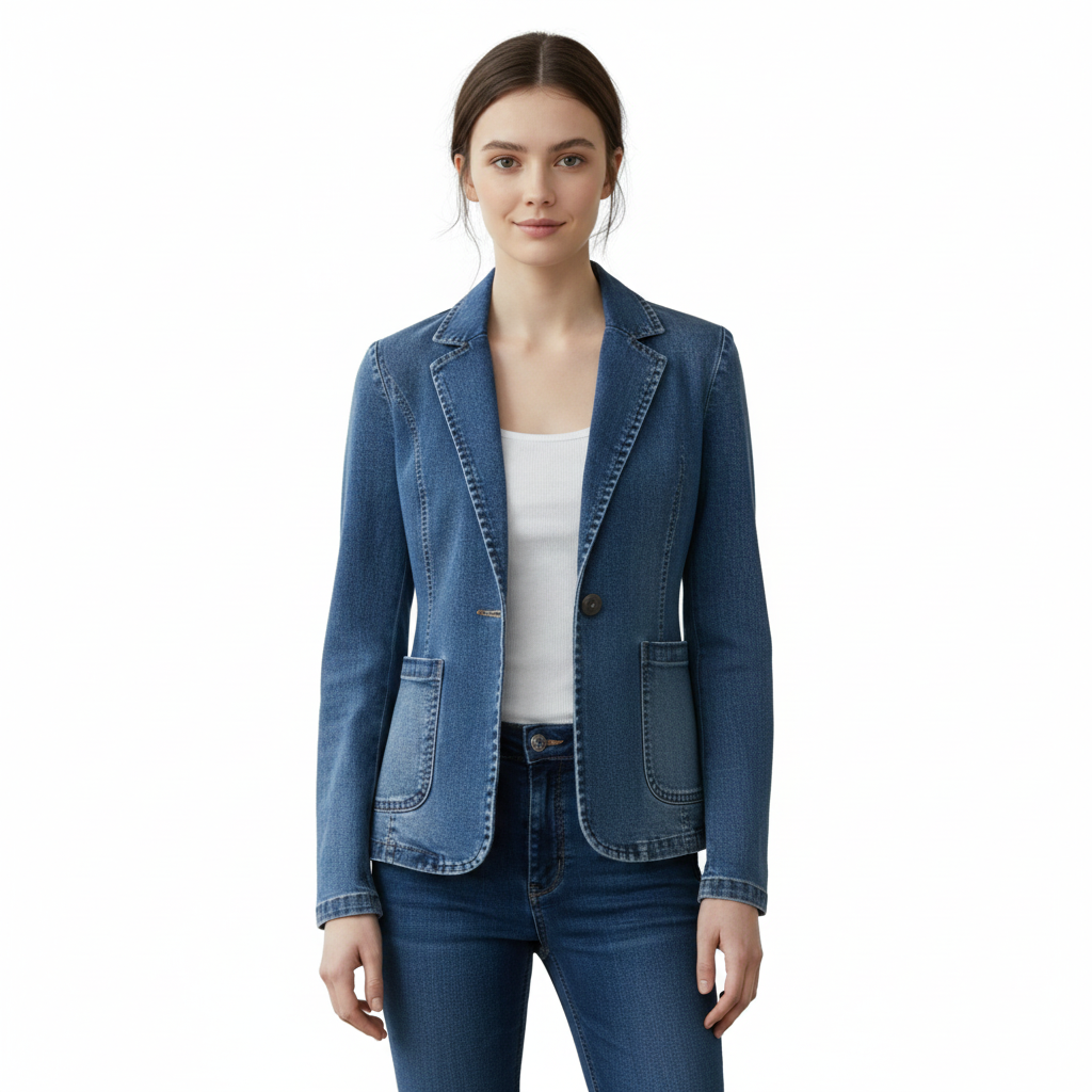 Women's Denim Blazer with Modern Versatility