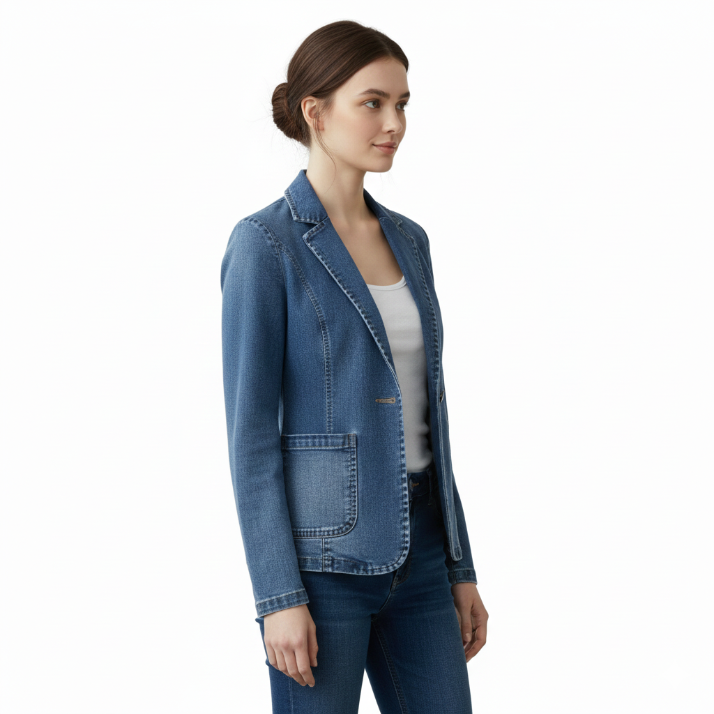Women's Denim Blazer with Modern Versatility