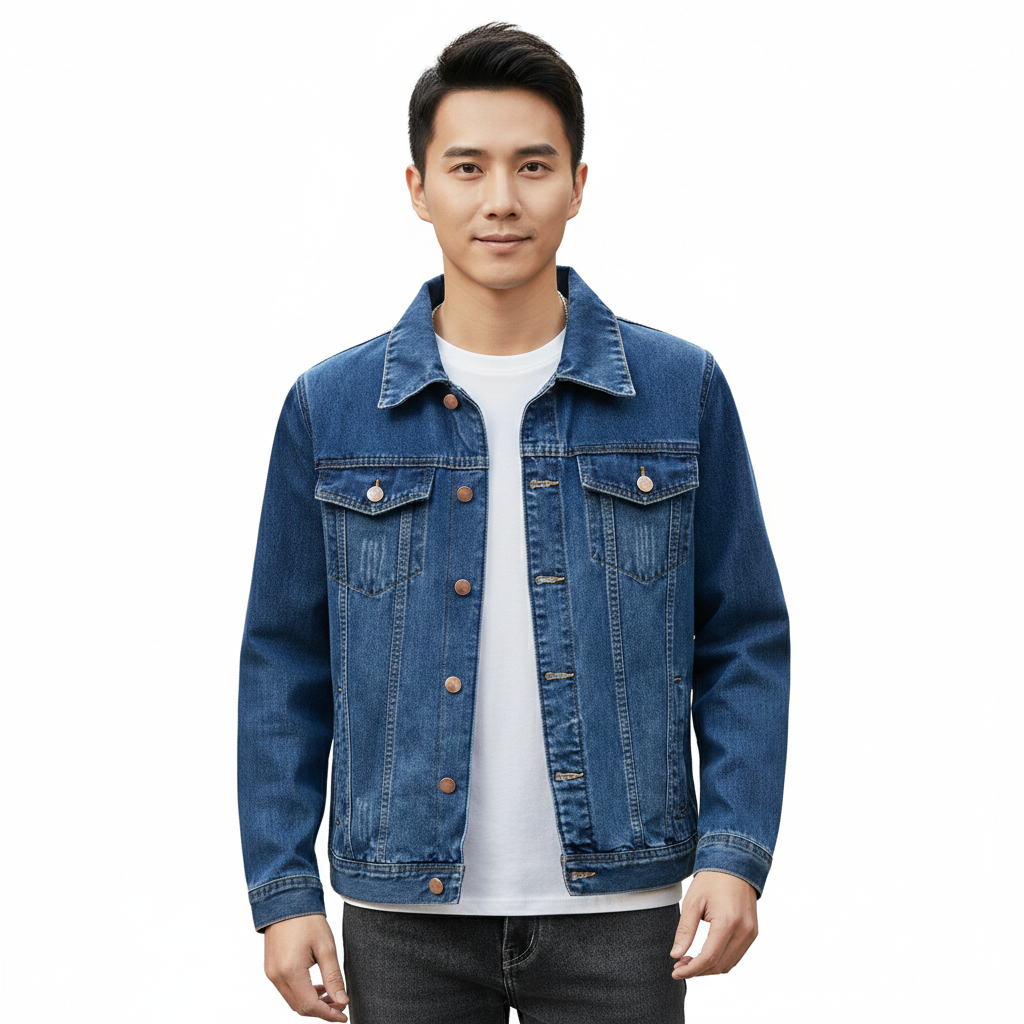 Men's Jacket with Button-Front Closure and Front Pockets