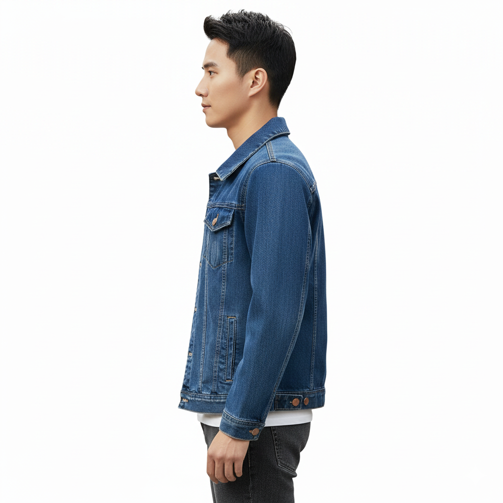 Men's Jacket with Button-Front Closure and Front Pockets