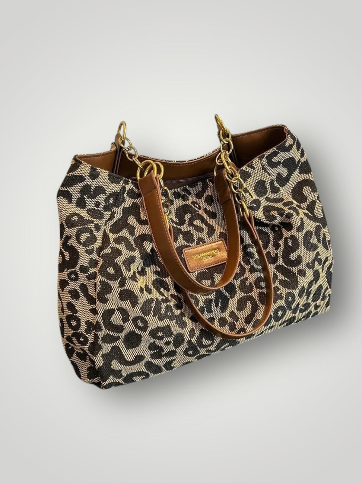 Leonara Women's Leopard Print Open Top Tote Bag, view 5