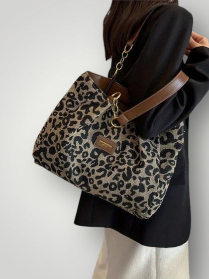 Leonara Women's Leopard Print Open Top Tote Bag, view 2