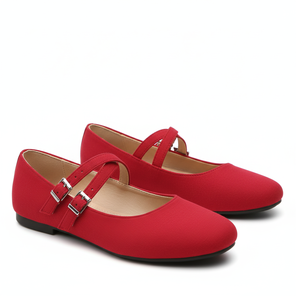Women's Ballet Flats with Double Straps and Padding