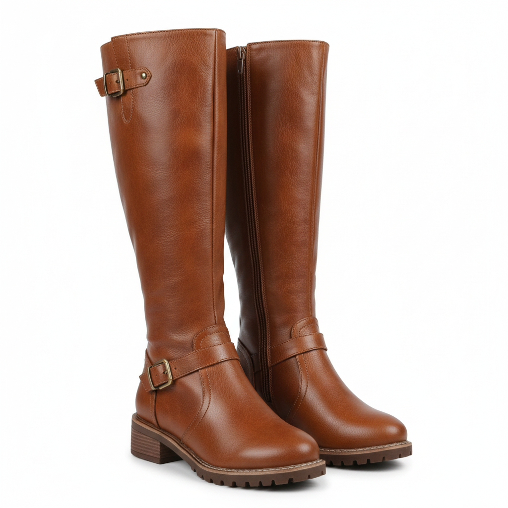 Women's Ankle Boots with Block Heel and Round Toe