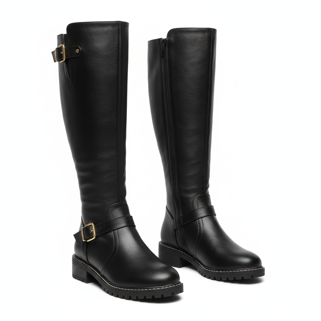 Women's Ankle Boots with Block Heel and Round Toe