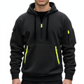 Men's Hoodie with Half-Zip and Multiple Pockets