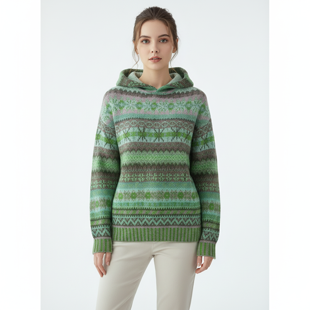 Women's Hoodie with Ethnic Retro Style and Loose Fit