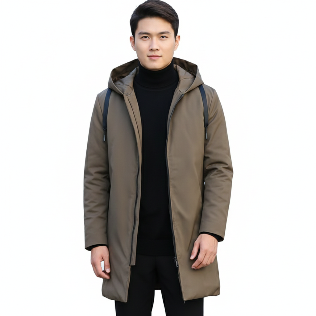 Men's Winter Jacket with Waterproof Fabric and Adjustable Hood