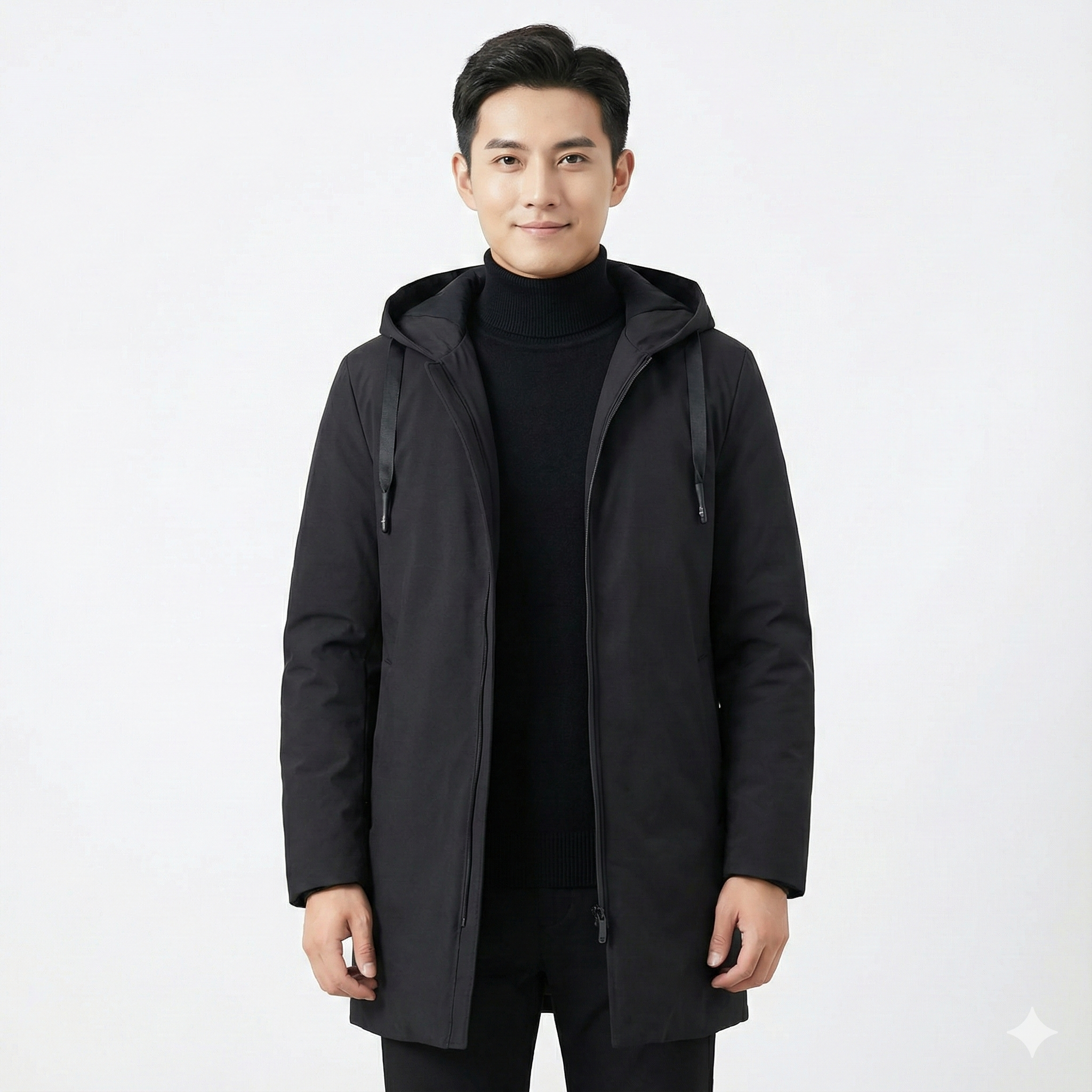 Men's Winter Jacket with Waterproof Fabric and Adjustable Hood