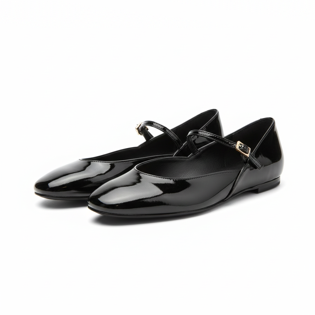 Women's Ballet Flats with Glossy Patent Finish