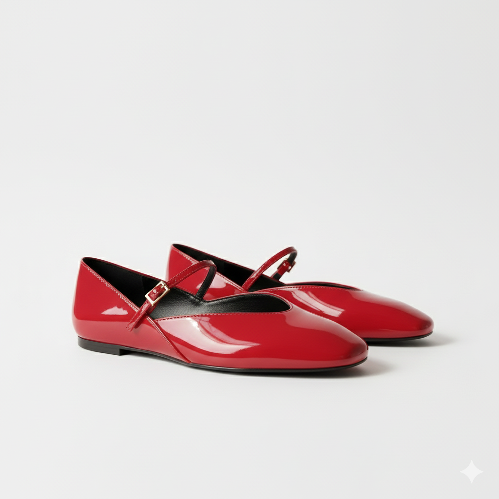 Women's Ballet Flats with Glossy Patent Finish