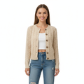 Women's Cardigan with Button-Front Closure and Long Sleeves