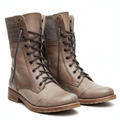 Women's Ankle Boots with Lace-Up Closure and Leather