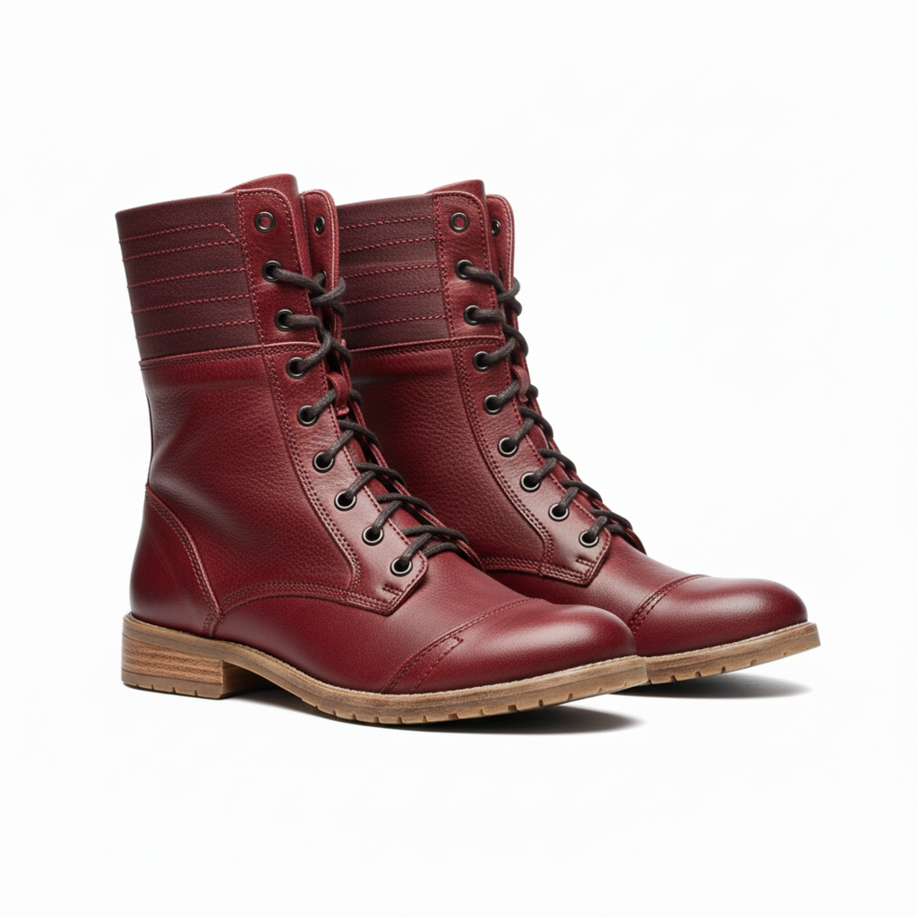 Women's Ankle Boots with Lace-Up Closure and Leather