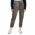 Women's Jeans with Leopard Print and Comfortable Fit