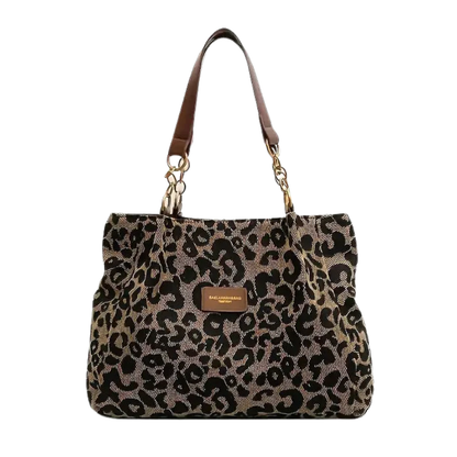 Eleanor Women's Woven Leopard Print Tote Bag, view 5