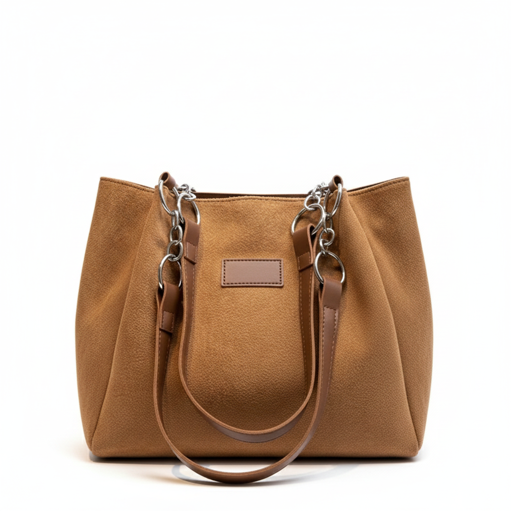 Women's Bag with Suede-Like Material and Modern Design
