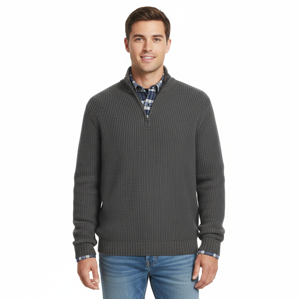 Men's Zip-Up Hoodie with Long Sleeves