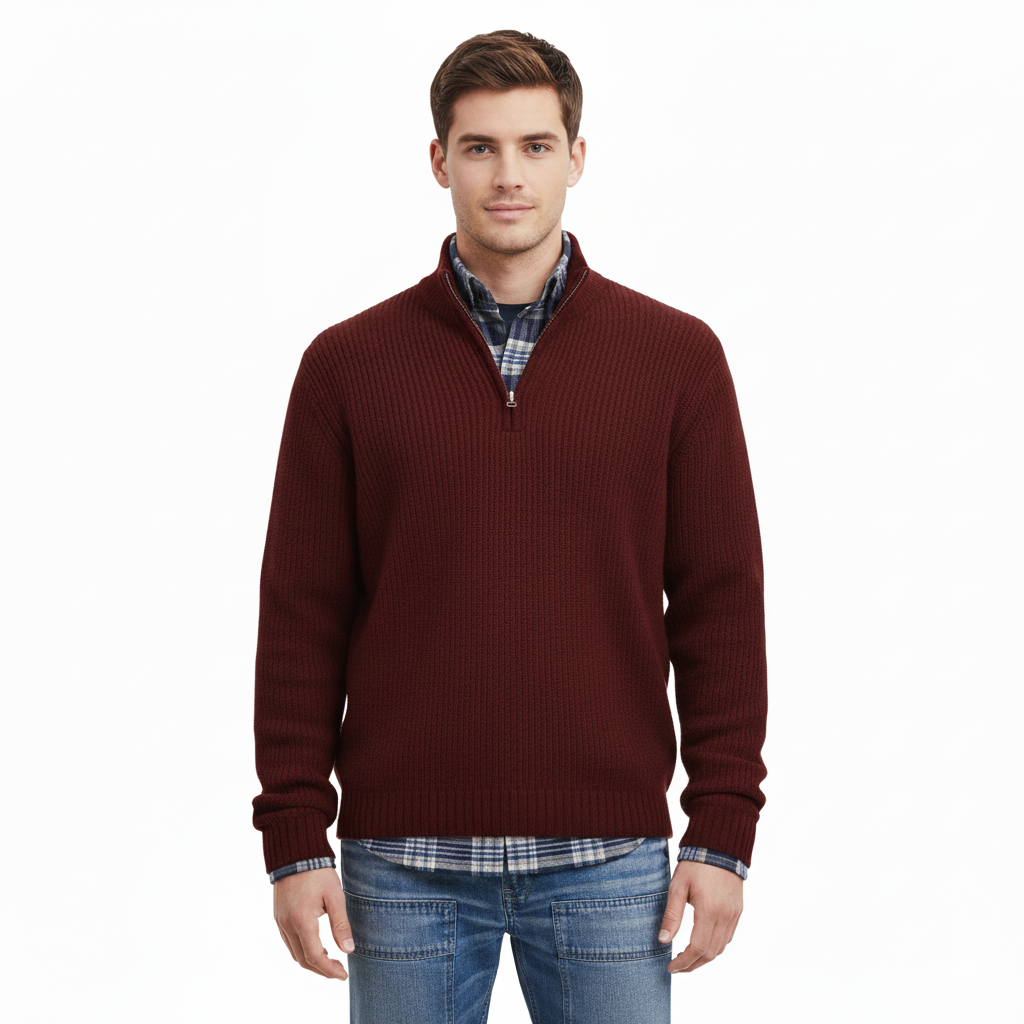Men's Zip-Up Hoodie with Long Sleeves