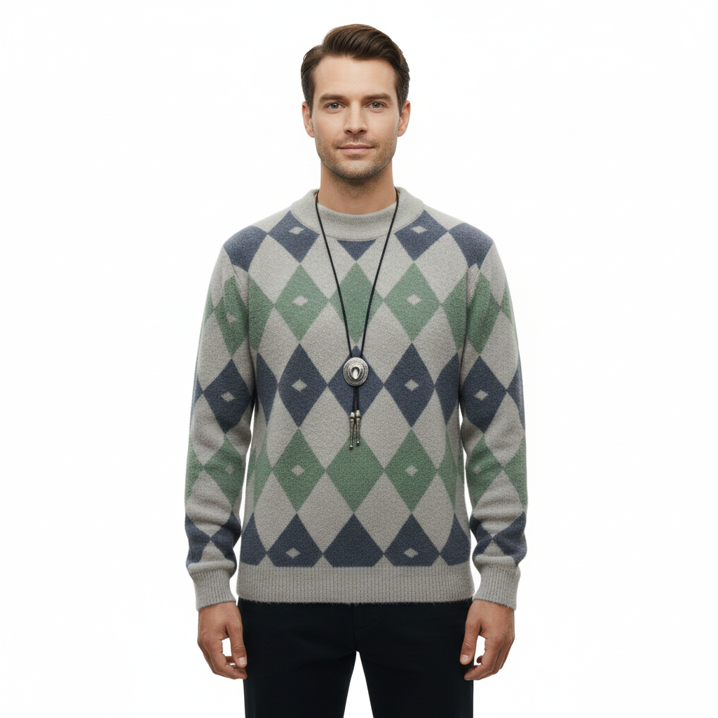 Men's Sweater with Round Neck in Modern Style