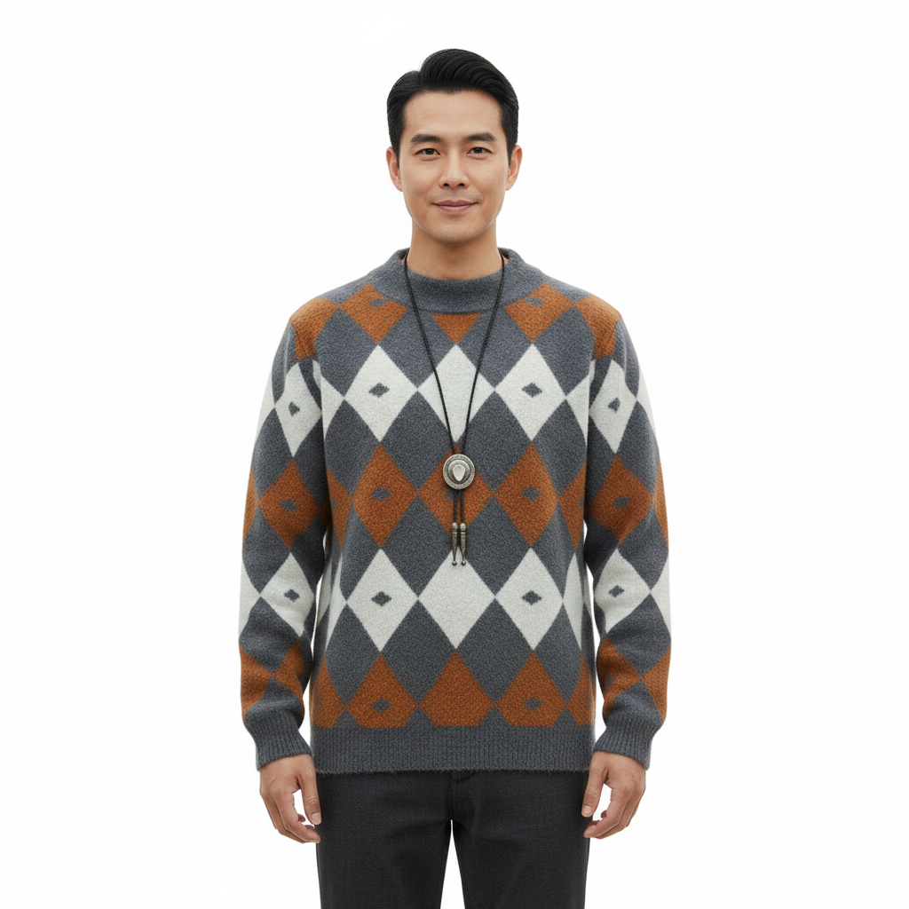 Men's Sweater with Round Neck in Modern Style