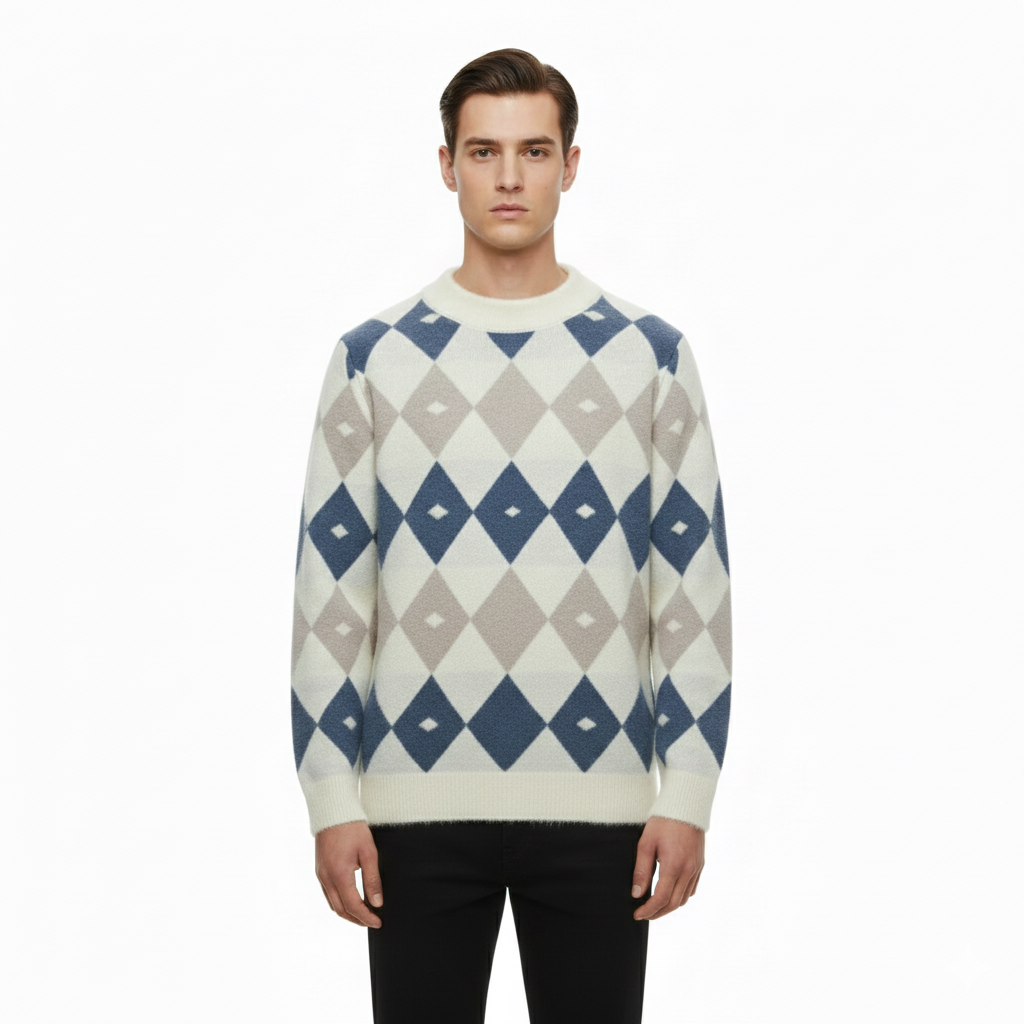 Men's Sweater with Round Neck in Modern Style