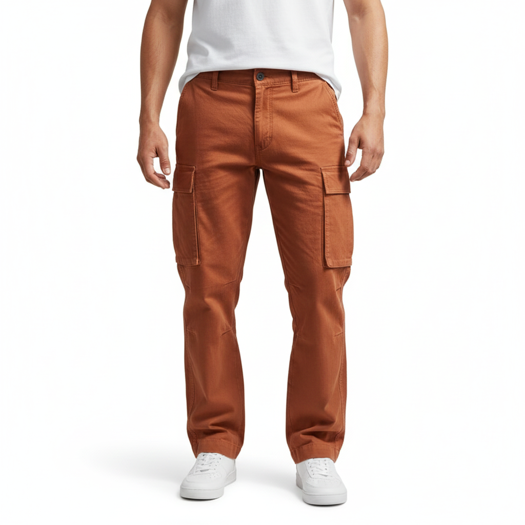 Men's loose cargo pants with multiple practical pockets