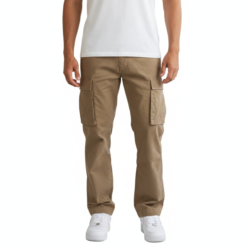 Men's loose cargo pants with multiple practical pockets