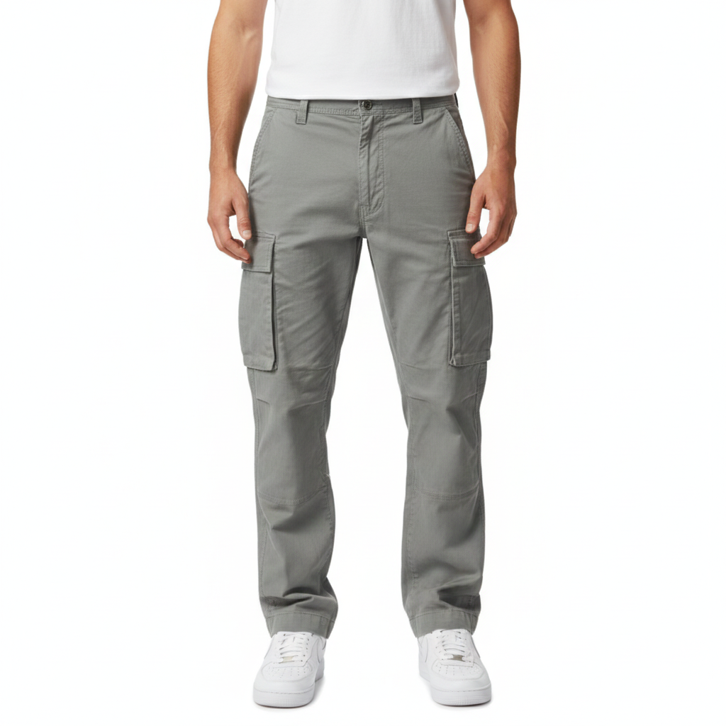 Men's loose cargo pants with multiple practical pockets