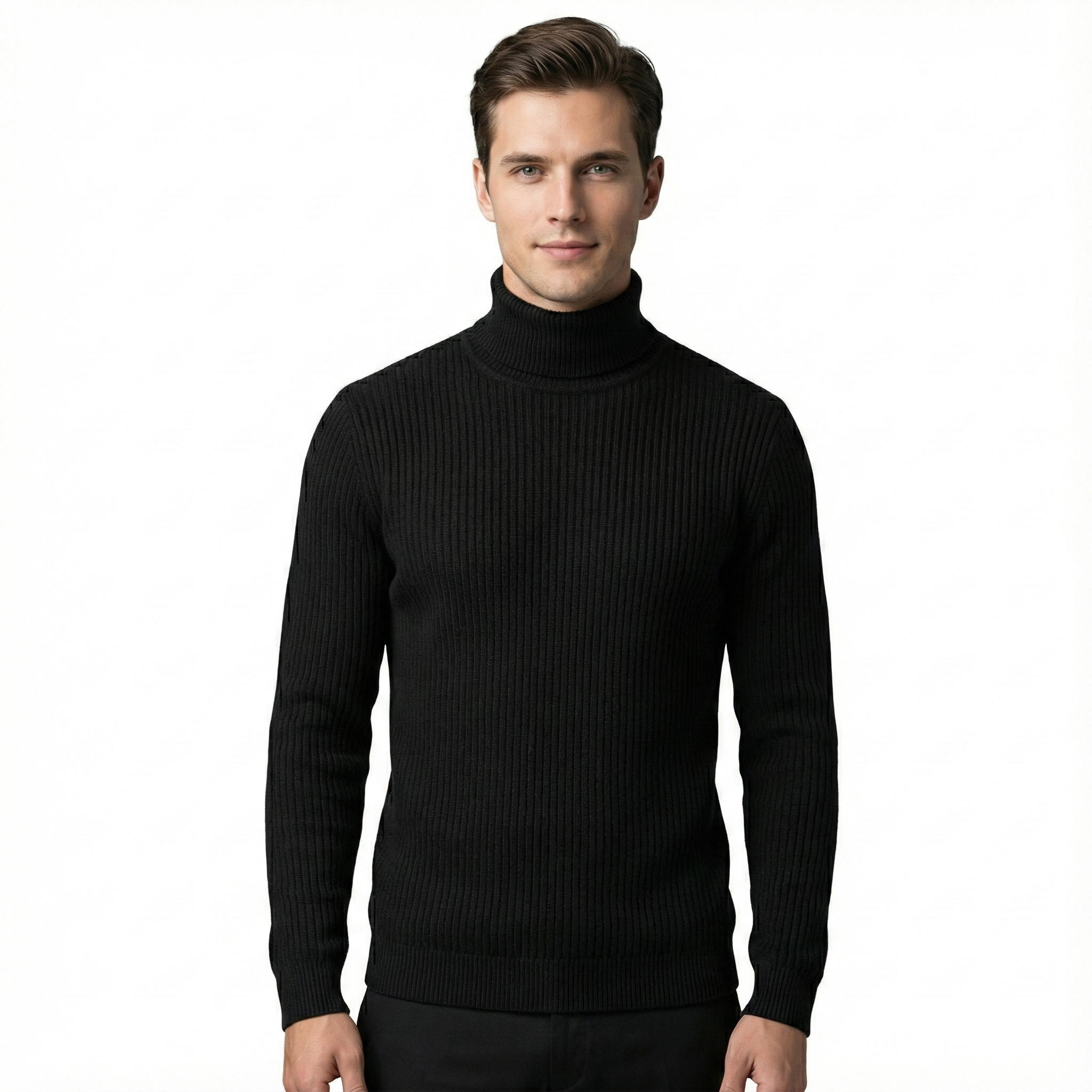 Men's Sweater with High Collar in Universal Style