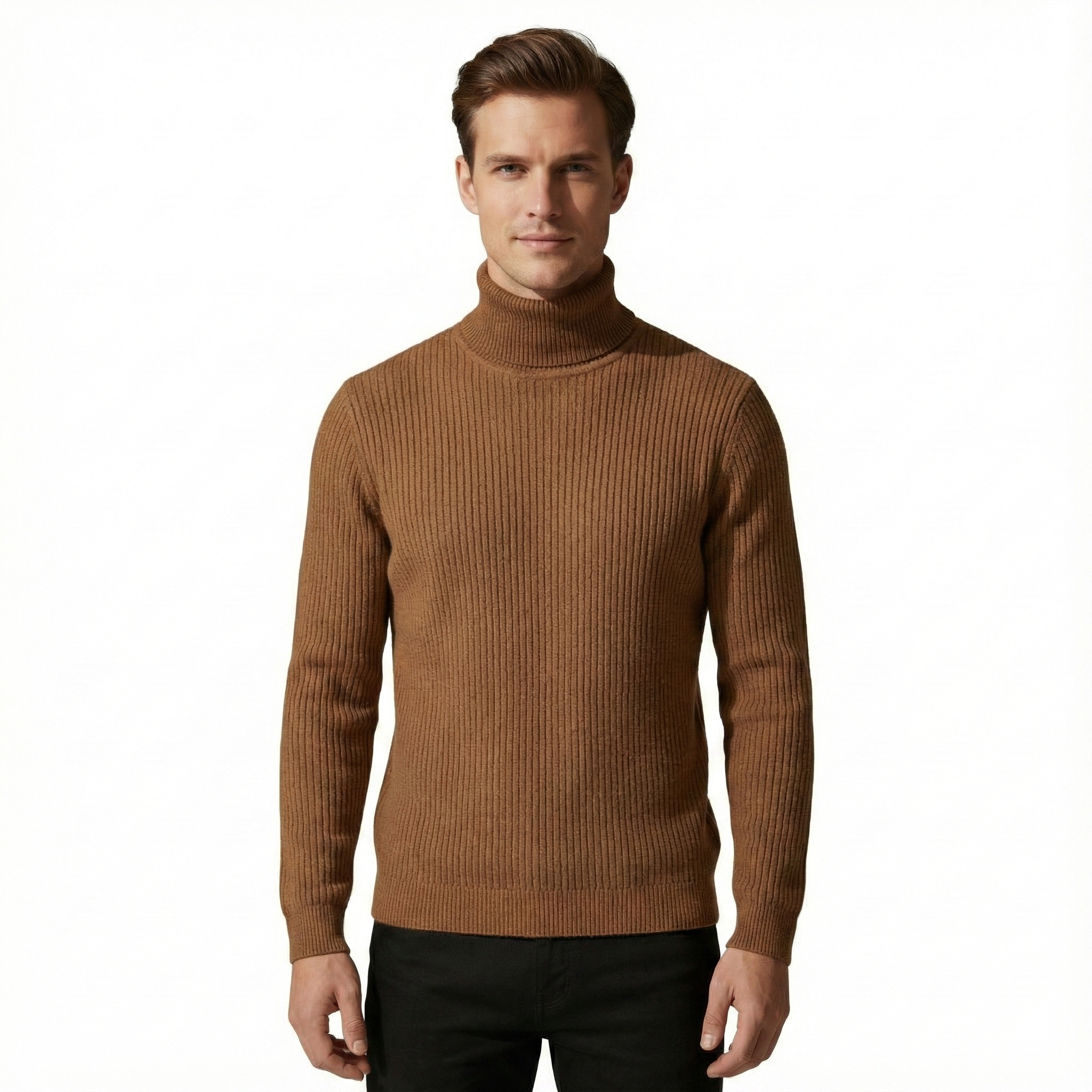Men's Sweater with High Collar in Universal Style