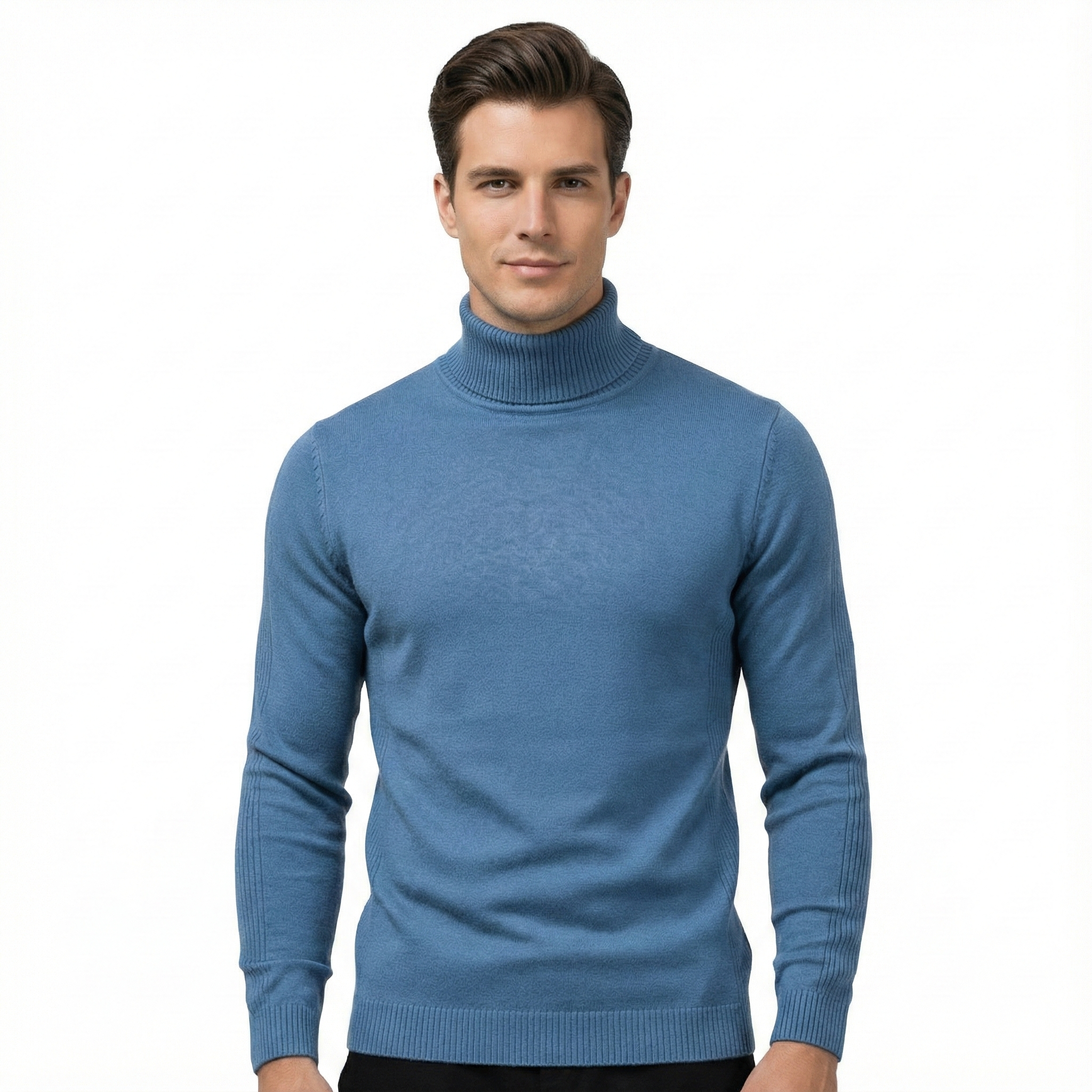 Men's Sweater with High Collar in Universal Style