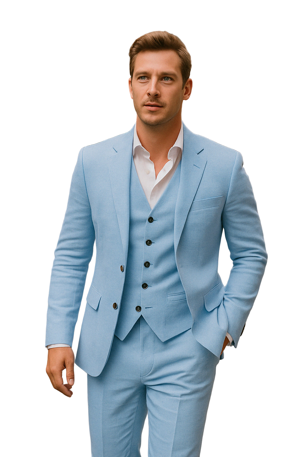 Men's Three-Piece Set with Linen Fabric