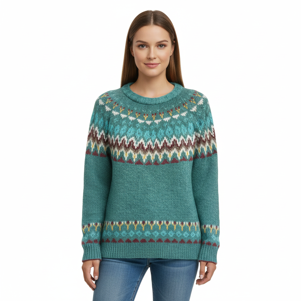 Women's Sweater with Wavy Pattern