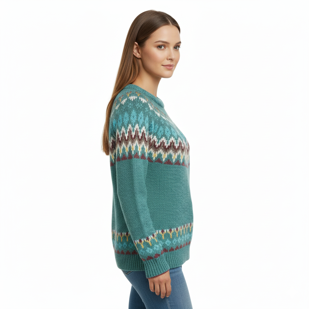 Women's Sweater with Wavy Pattern