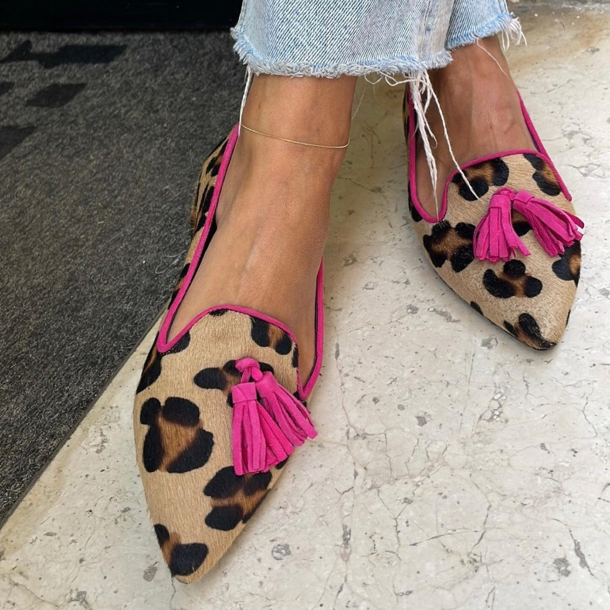 Ana Women's Animal Print Tassel Ballet Flats, view 1